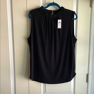 Ann Taylor Factory Black Gathered Collar Blouse